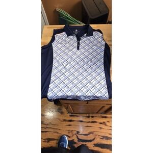 Kate Lord Collection Sleeveless Golf Polo Shirt Large Navy White Geometric